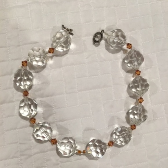 Unbranded Jewelry - Chunky Clear and Amber Colored Crystal Necklace